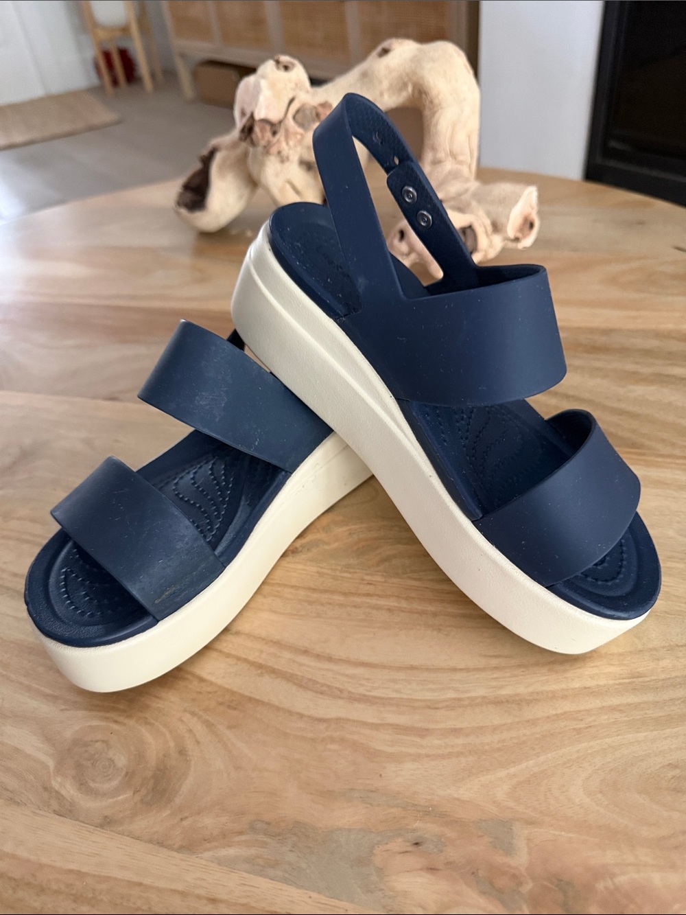 LifeRide by CROCS Women's Navy Blue Platform Sandals with White Sole